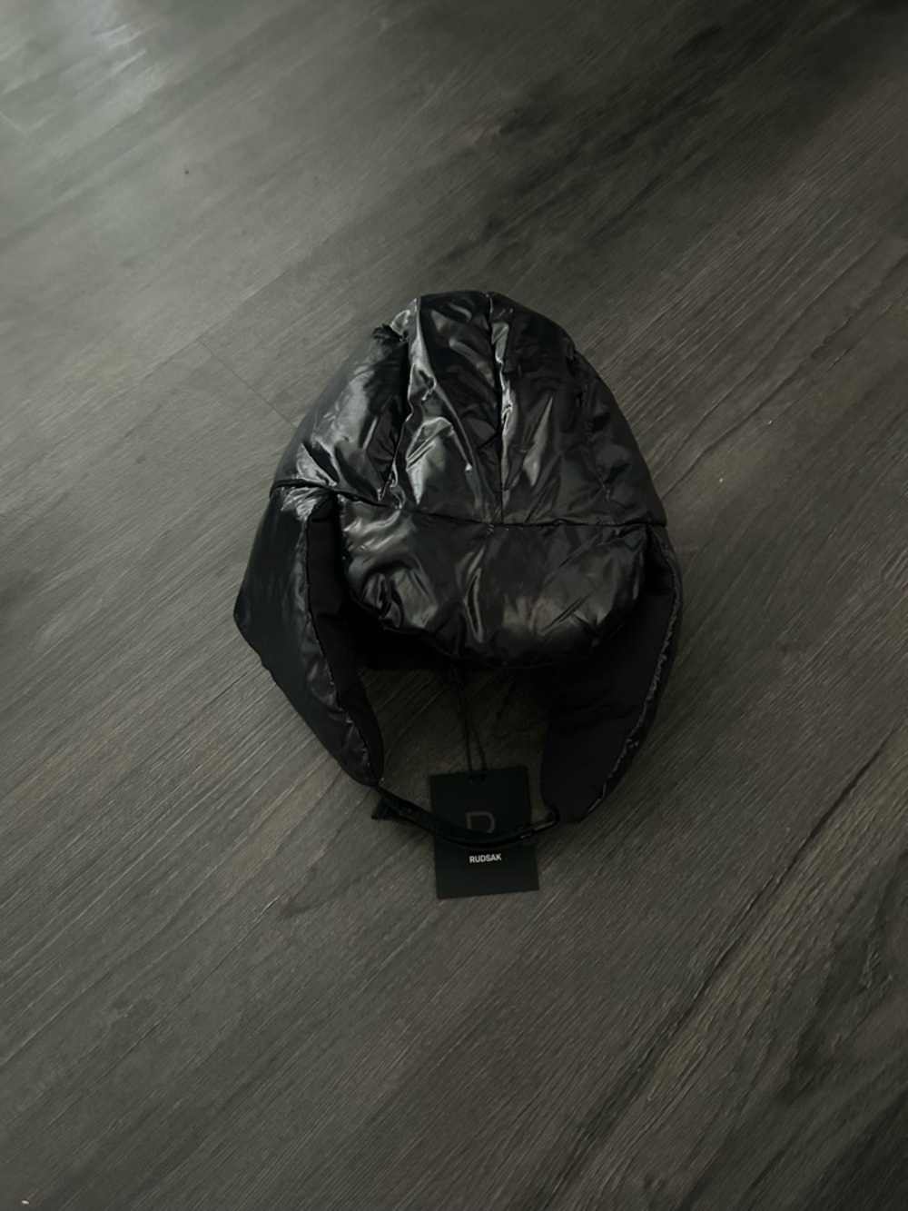 RUDSAK Black Quilted Puffer Trapper Hat